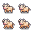 Cow.png — a 64×64 sprite sheet, four 32×32 frames in two rows