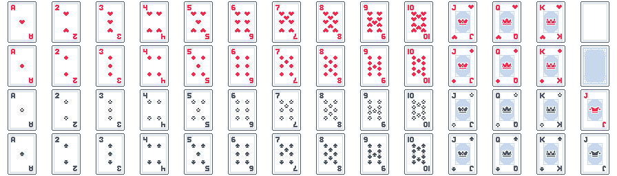 cards.png — Kenney's Playing Cards Pack, a 896×256 sheet of 14 columns × 4 rows